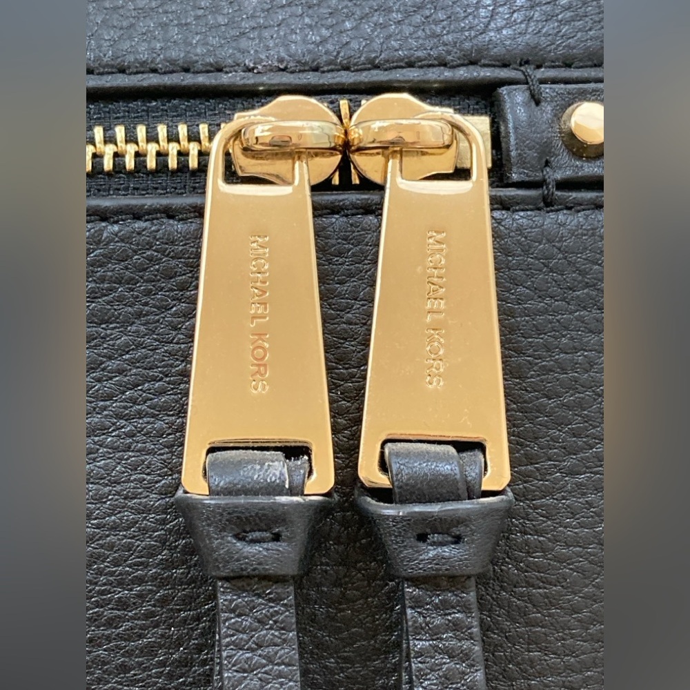 Michael Kors Black Backpack with Gold-Tone Zipper Pulls and Trim - Picture 2 of 13